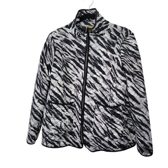 Ruby Rd Zebra Quilted Full Zip Collared Jacket Women Sz Small Petite - Picture 3 of 9